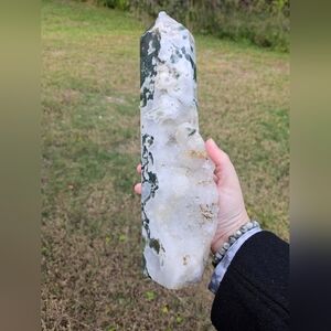 druzy moss agate tower 12 in